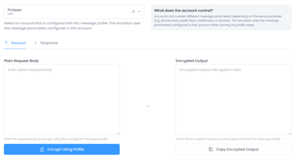 Message profile simulation screen